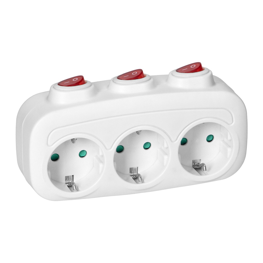 140524-Socket splitter 3x2P+E (Schuko) with 3 individual switches