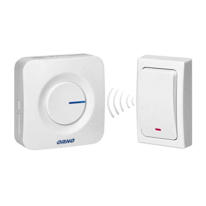 140543 - ONDO AC wireless doorbell, white plug-in system, with battery-free button, learning system, 36 ringtones, operation range up to 200m