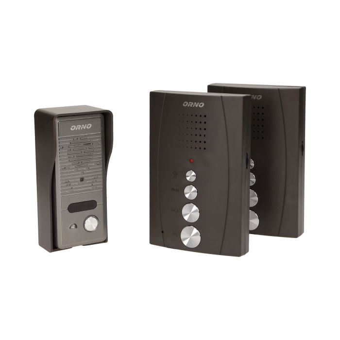 140555 - Single family doorphone, handset free, ELUVIO INTERCOM aluminium housing; surface mounted; wires 4+2; loudspeaker; additional button - gate control function; black indoor unit