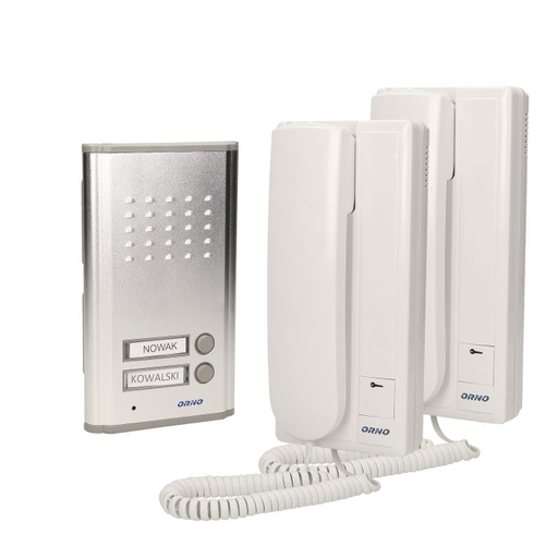 [ORNOR-DOM-RL-903] 140557 - Two family doorphone, flush mounted, FOSSA MULTI aluminium housing; flush mounted; backlit surname; small amount of wires 2+2