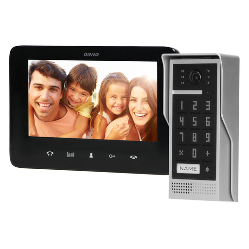 140575 - SCUTI 7" single family video doorphone set , black handset-free with multicolor 7" LCD screen, code lock and intercom function, surface-mounted
