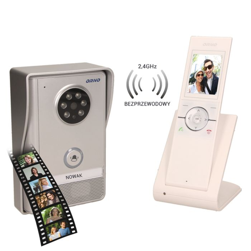 [ORNOR-VID-XE-1051/W] 140582 - SEMIS MEMO 2,4˝ single family wireless video doorphone Handset with LCD screen, open area range: up to 260m, alarm signal in case of camera's removal attempt