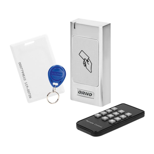 [ORNOR-ZS-821] 140602 - Cards and proximity tags reader, waterproof metal case, IP66, works with proximity tags and cards on 125kHz radio frequency and can support electromagnetic locks; has one relay output and one doorbell relay;"
