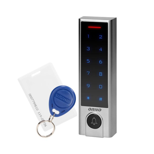 [ORNOR-ZS-824] 140608 - Code lock with card and proximity tags reader, doorbell button and Bluetooth SUPER SLIM, IP68, 3A relay
