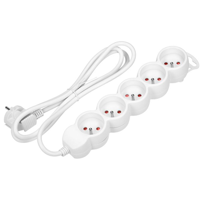 147071-Extension sockets 5x 2P+E, 5m H05VV-F 1x1.5mm2, Imax=16A, white