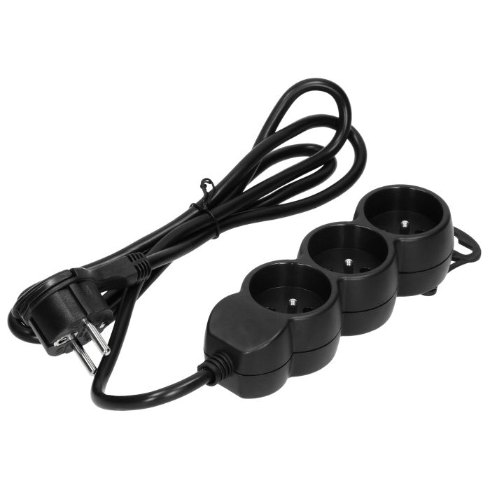 147054-Extension sockets 3x 2P+E , 1.5m H05VV-F 1x1.5mm2, Imax = 16A, black