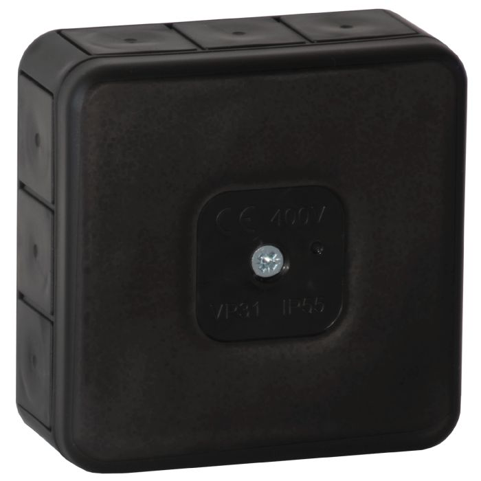 141264 - Surface-mounted junction box PRO IP55 400V 12 rubber cable entries 85x85x37mm black, 60 pcs.