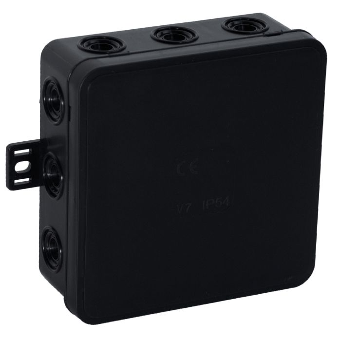 141252 - Surface-mounted junction box CLICK IP54 12 cable entries 100x100x41mm black, 32 pcs.