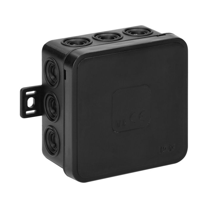141239 - Surface-mounted junction box CLICK IP54 12 cable entries 75x75x41mm black
