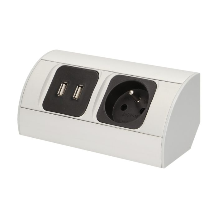 141168 - Under-cabinet electrical socket with USB charger 1x230V; 2xUSB, 230V/16A, USB: 5V DC/2A