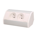 141167 - Furniture socket, silver-white A set of two network sockets with grounding and current circuit's diaphragms, ideal for mounting in cabinets, display cases and display cabinets.