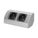 141165 - Under-cabinet electrical socket, grey 2x230V; for use in furniture, glass-cases; easy to assembly; grey