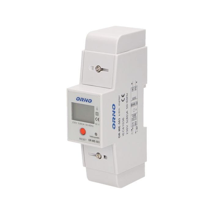 140808 - 1-phase energy meter with additional calculator, 80A current: 5(80)A; protection rating: IP20; installation on 35mm DIN rail