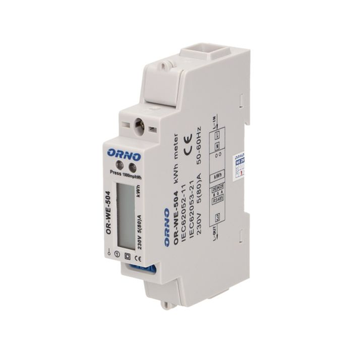 [ORNOR-WE-504] 140809 - 1-phase energy meter wtih RS-485, 80A current: 5(80)A; protection rating IP20;