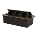 141048 - Recessed furniture socket 3x2P+E, brass power supply: 230V AC / 56-60Hz; maximum load: 3600W; protection rating: IP20;