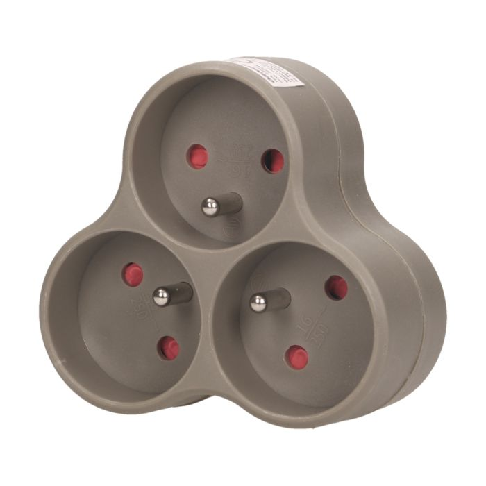 140895 - Triple socket outlet, gray Three-socket splitter with grounding, suitable for any interior where additional sockets are required.