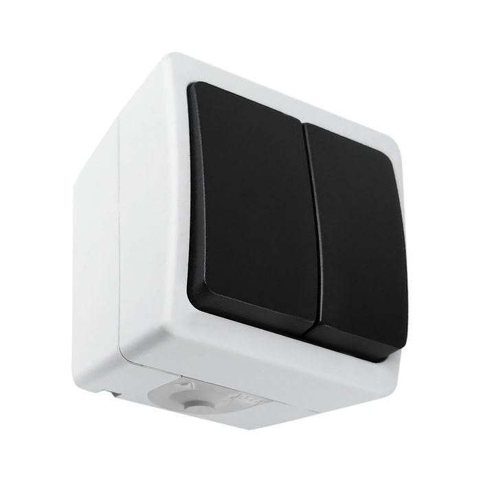 140939 - AQUATIC MINI IP54 Two-button switch, white/black, 10 pcs
