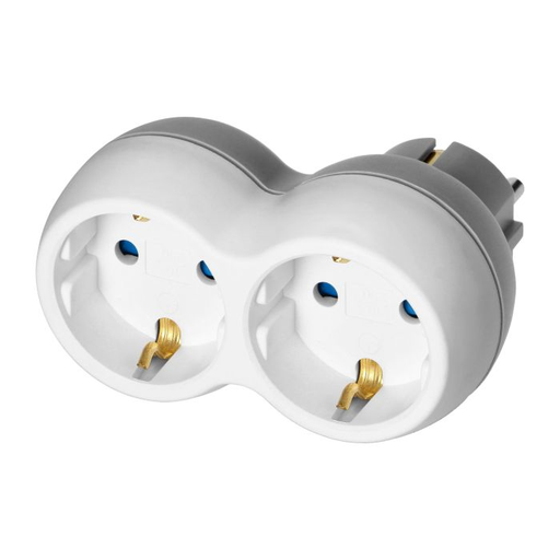 [ORNOR-AE-13238(GS)] 140904 - Power socket splitter 2x2P+E (Schuko), white-grey
