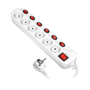 140991 - Multiswitch powerstrip, Schuko sockets with independent ON/OFF switches for 6 Schuko sockets , cable 3x1,5mm2, 1.5m long, total power consumption of 3680W