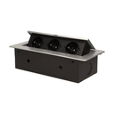 141045 - Recessed furniture socket 3x2P+E, silver power supply: 230V AC / 56-60Hz; maximum load: 3600W; protection rating: IP20;