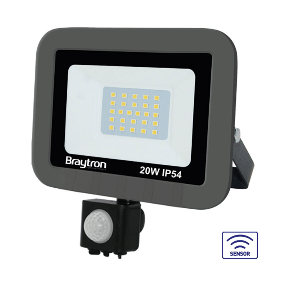 102145 - 30W LED SCHIJNWERPER MET SENSOR ZWART 6500K IP54 -BRY