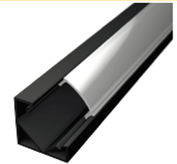 109029 - 2 meters Corner Aluminium Profile for LED Strip Multi Purpose Use Black - LDL