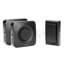 140004-ONDO AC, set of 2 wireless doorbells, black with battery-free button, plug-in system, operation range up to 200m-ORN