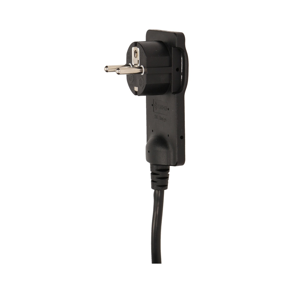 140095-Fiche plate avec poignée et câble, noir 230V / 50 Hz; 16A; avec fil de 1,5 m; couleur: noir-ORN