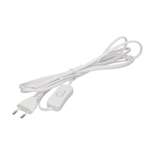 [ORNOR-AE-1394/W] 140097-Power cord with switch and Euro plug, white, cable: 2x0,75mm2. -ORN