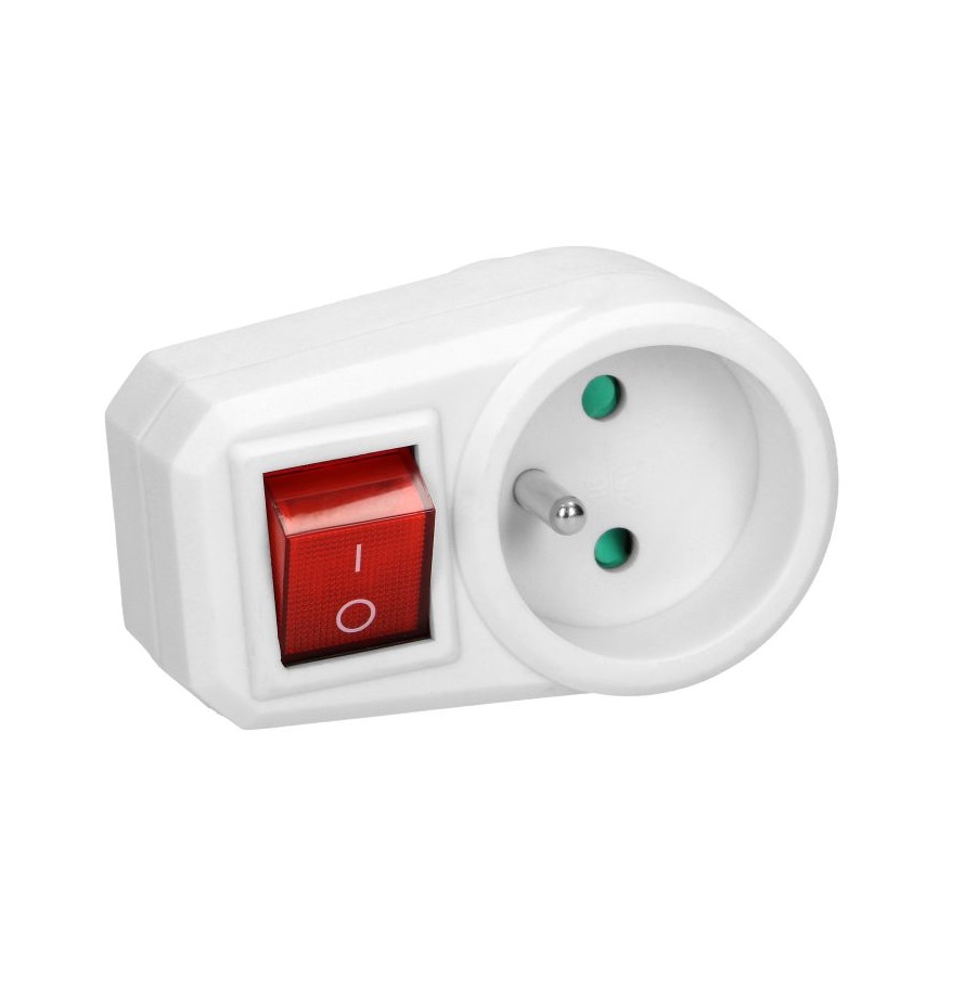 149227-Adaptateur d'alimentation simple avec un interrupteur central adaptateur d'alimentation avec une seule prise ronde et un interrupteur central-ORN