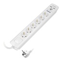 140143-Power strip with surge protection and main switch, schuko 6 schuko sockets, 2 USB chargers, cable 3x1,5mm2, 3m long, total power consumption of 3680W, for Netherlands and Germany -ORN