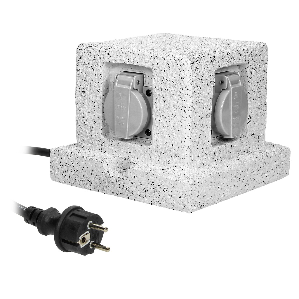 140150-Garden socket "Post" 4 sockets 2P+Z, rubber cable H07RN-F 3x1.5mm2, 3m, 2 operating modes-ORN