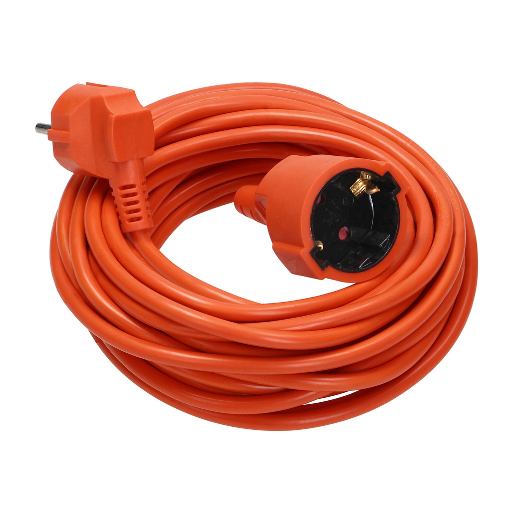 140153-Garden extension cord with 1 Schuko socket, 50m long 3x1mm2, IP20, made of PVC, fully potted, the socket has Schuko grounding (1x2P+E)-ORN