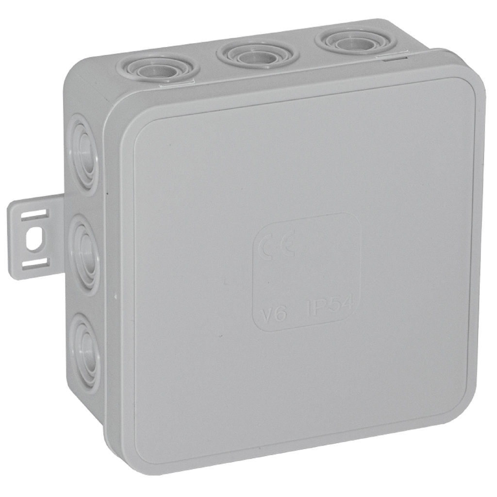 140300- Surface mounted junction box CLICK IP54 12 cable entries 85x85x41mm, grey -ORN