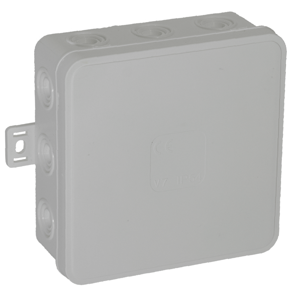 140302- Surface mounted junction box CLICK IP54 12 cable entries 100x100x41mm, grey -ORN