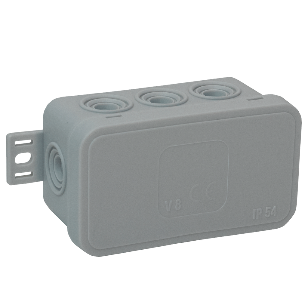 140304- Surface mounted junction box CLICK IP54 8 cable entries 80x45x41mm grey -ORN