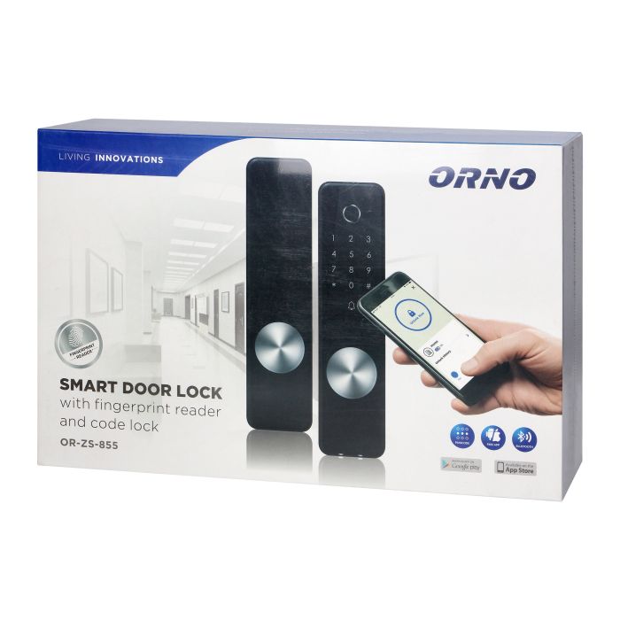 [ORNOR-ZS-855] 140296- Smart door lock with fingerprint reader and code lock, IP44, long-ORN