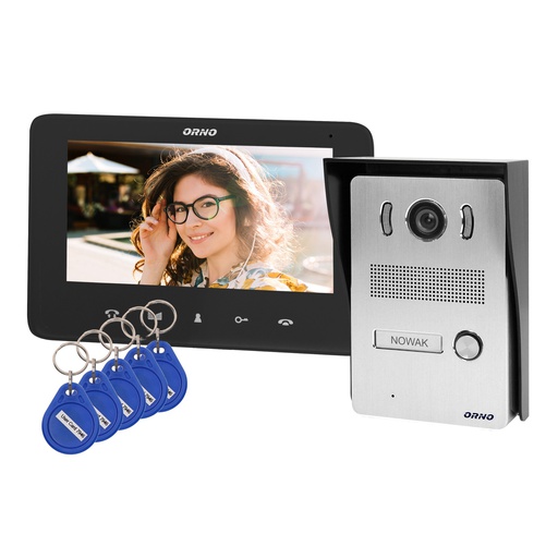[ORNOR-VID-VP-1069/B] 140311- Video doorphone set, handset-free with multicolor 7" LCD screen, proximity tags reader and intercom function, surface-mounted-ORN