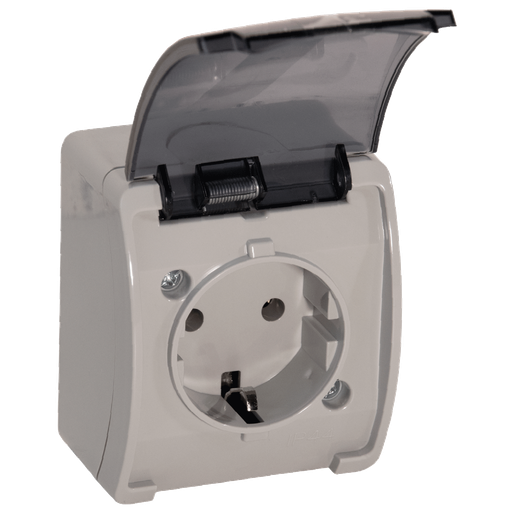 [OR-OE-7105(GS)/GR/10] 140340- Single socket 2P+E Schuko AQUATIC IP44 grey, for Netherlands and Germany -ORN