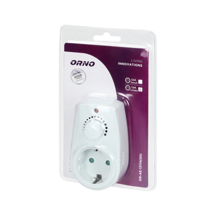 [ORNOR-AE-13114(GS)] 140343- Plug-in dimmer switch with additional power socket (Schuko), max.280W-ORN