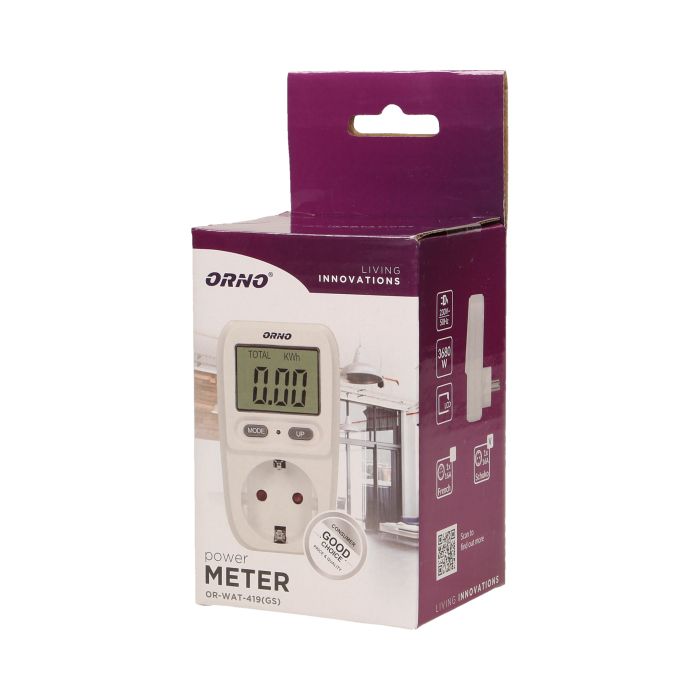 [ORNOR-WAT-419(GS)] 140367-Power meter with LCD display, schuko, for Netherlands and Germany  -ORN