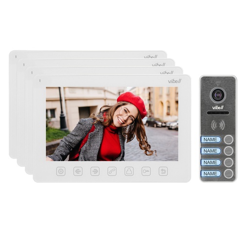 [ORNOR-VID-EX-1065/W] 140379-NOVEO MULTI4 a four-family video door phone set, LCD 7" monitor, white-ORN