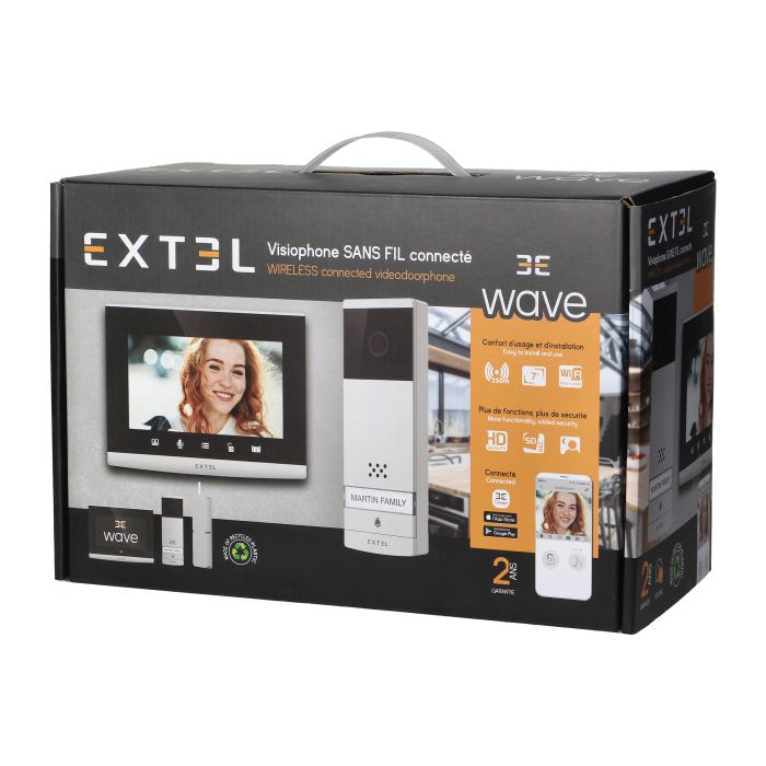 [ORNEXTEL720313] 140404- Extel Wave visiophone sans fil avec écran tactile 7'', OSD menu, Wi-Fi + application smartphone, contrôle de portail, plage de travail jusqu'à 350 m