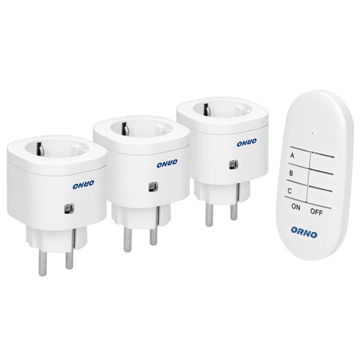 [ORNOR-GB-438(GS)] 143187 -  Mini wireless socket with remote control, 3+1, Schuko for Netherlands and Germany