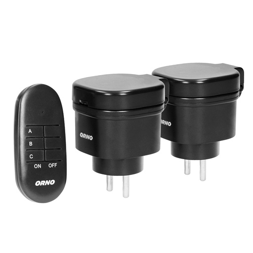 [ORNOR-GB-441(GS)] 143188 - Outdoor mini wireless sockets with remote control, 2+1, IP44, Schuko for Netherlands and Germany