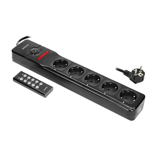 [ORNOR-AE-13132(GS)] 140424 - 5-sockets powerstrip with remote control, 3x1,5mm² - 3m Schuko for Netherlands and Germany