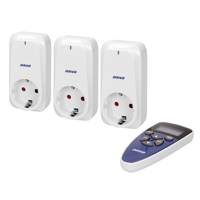 [ORNOR-GB-434(GS)] 140429 - Set of wireless sockets with remote control and timer function, 3+1 Schuko for Netherlands and Germany