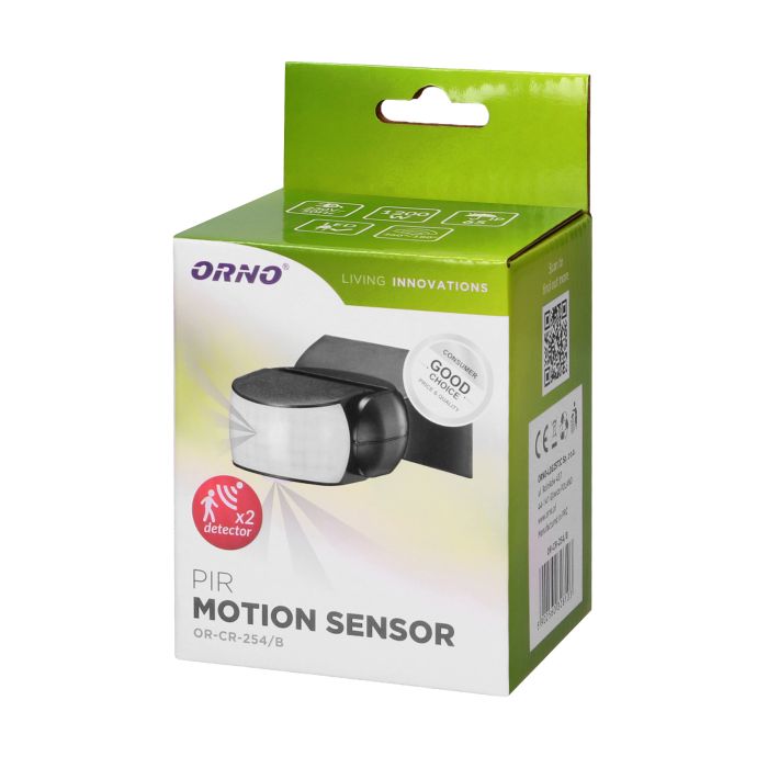 [ORNOR-CR-254/B] 140447 - Adjustable PIR motion sensor 360°/180°, IP65 Black