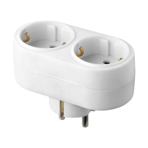 [ORNOR-AE-13270(GS)/W] 140522-Oval socket splitter 2x2P+E Schuko, white