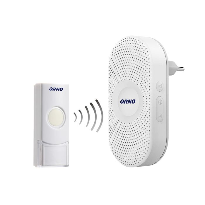 [ORNOR-DB-QX-155] 140540 - LONGA AC wireless doorbell learning system, 36 ringtones, 300m operation range, the bell (receiver) is connected directly to the ~230V socket, while the transmitter is powered by 3V CR2032 battery;